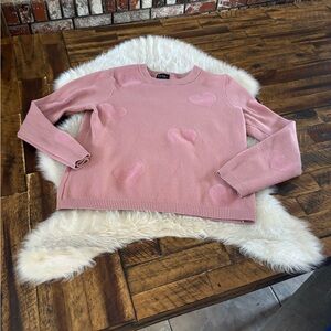 Nicole Miller Pink Heart Crew Neck Sweater